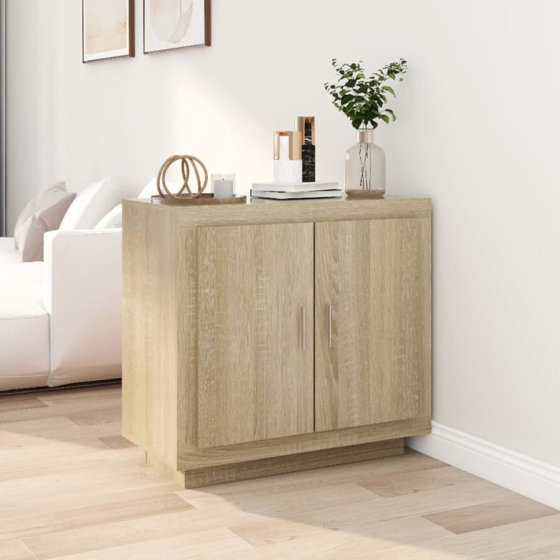 vidaXL Aparador de madera contrachapada roble Sonoma 80x40x75 cm vidaXL Aparador de madera contrachapada roble Sonoma 80x40x75 cm