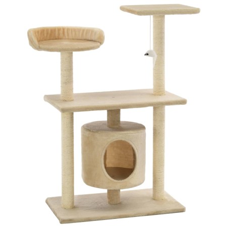 vidaXL Rascador para gatos con postes rascadores de sisal 95 cm beige