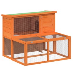 vidaXL Conejera de madera maciza de pino marrón 102x90x84,5 cm