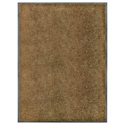 vidaXL Felpudo lavable marrón 90x120 cm