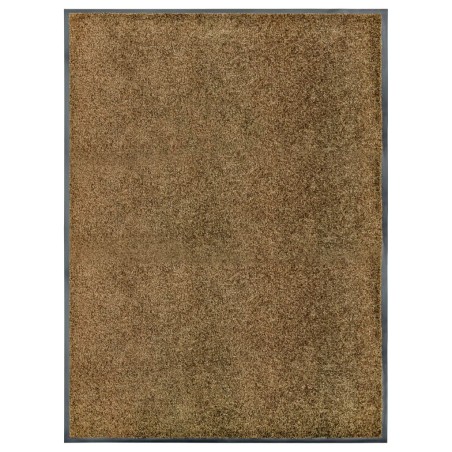 vidaXL Felpudo lavable marrón 90x120 cm