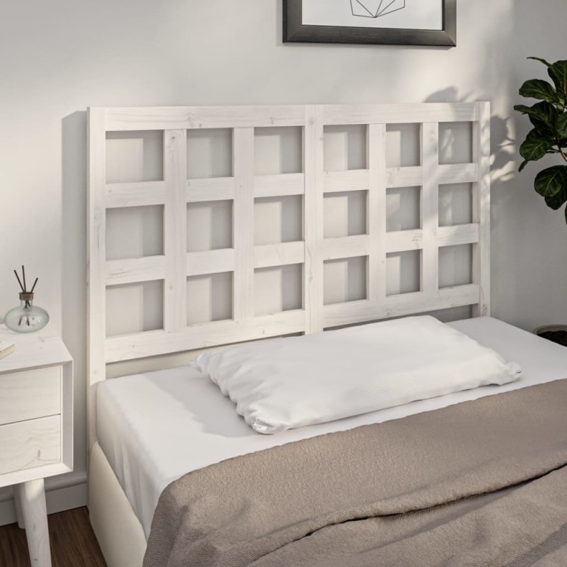 vidaXL Cabecero de cama madera maciza de pino blanco 125,5x4x100 cm vidaXL Cabecero de cama madera maciza de pino blanco 125,5x4x100 cm