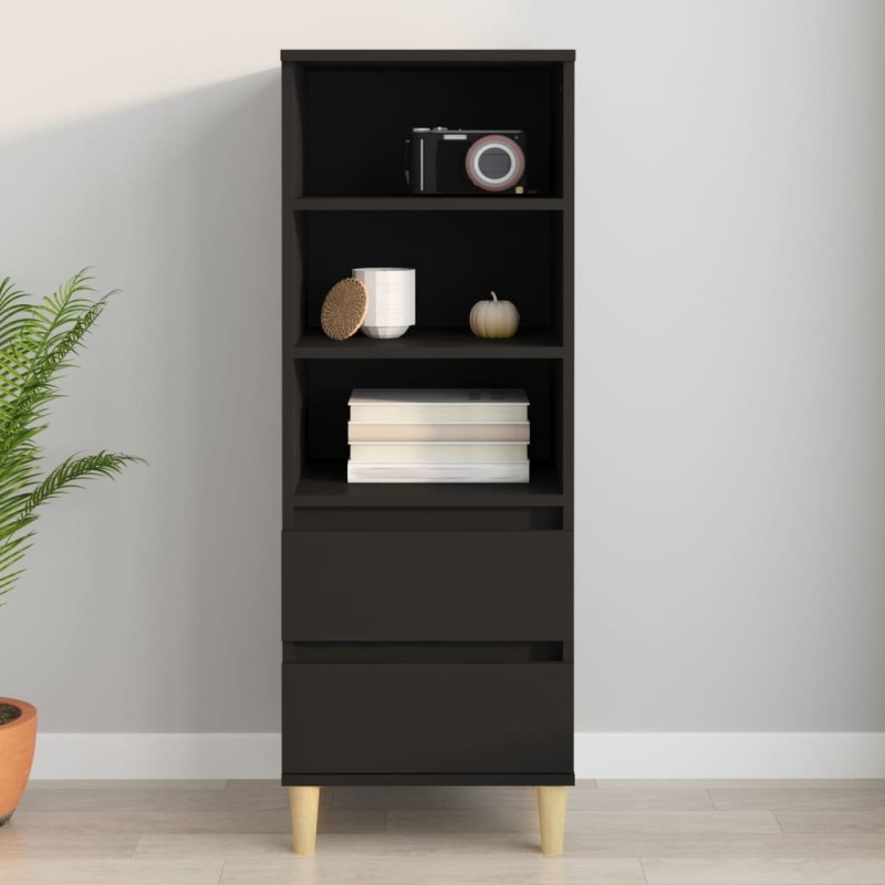 vidaXL Aparador alto madera contrachapada negro 40x36x110 cm