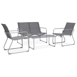 vidaXL Juego de muebles de jardín 4 piezas tela y acero gris