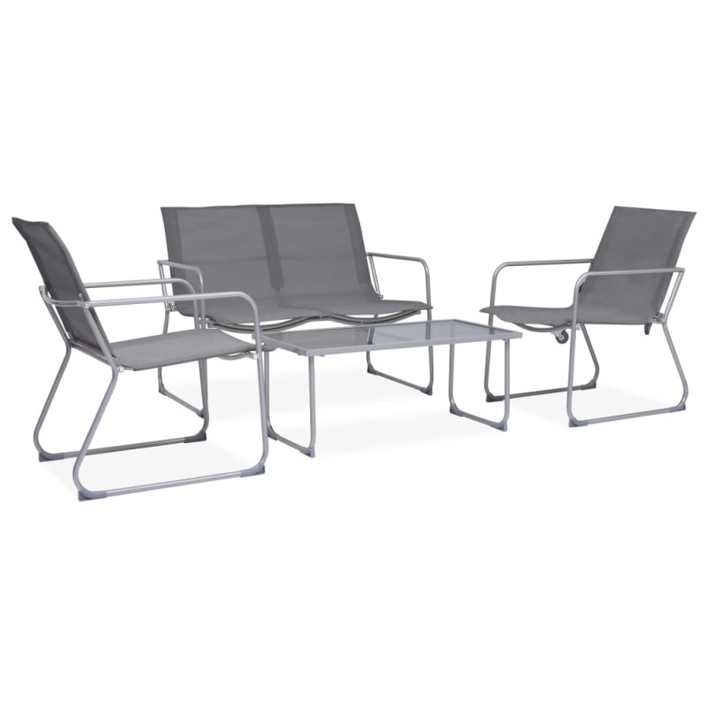 vidaXL Juego de muebles de jardín 4 piezas tela y acero gris vidaXL Juego de muebles de jardín 4 piezas tela y acero gris