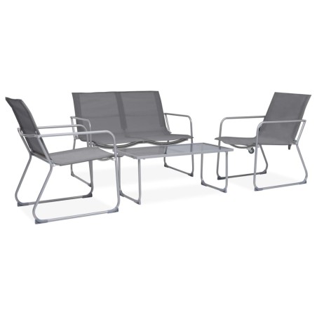 vidaXL Juego de muebles de jardín 4 piezas tela y acero gris