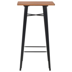 vidaXL Mesa alta de bar negra madera maciza de pino acero 60x60x108 cm