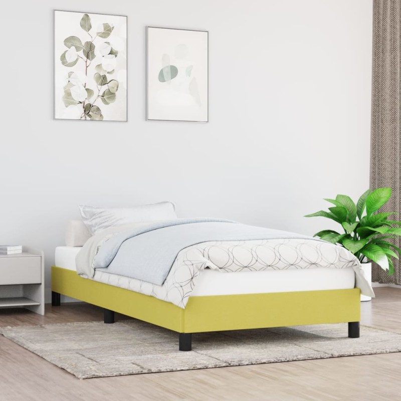 vidaXL Estructura de cama de tela verde 90x190 cm