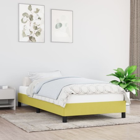 vidaXL Estructura de cama de tela verde 90x190 cm