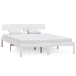 vidaXL Estructura de cama de madera maciza de pino blanco 140x190 cm