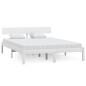 vidaXL Estructura de cama de madera maciza de pino blanco 140x190 cm vidaXL Estructura de cama de madera maciza de pino blanco 140x190 cm