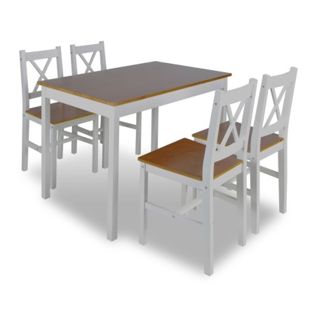 vidaXL Juego de muebles de comedor 5 piezas marrón y blanco