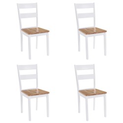 vidaXL Sillas de comedor 4 unidades madera maciza de caucho blanco
