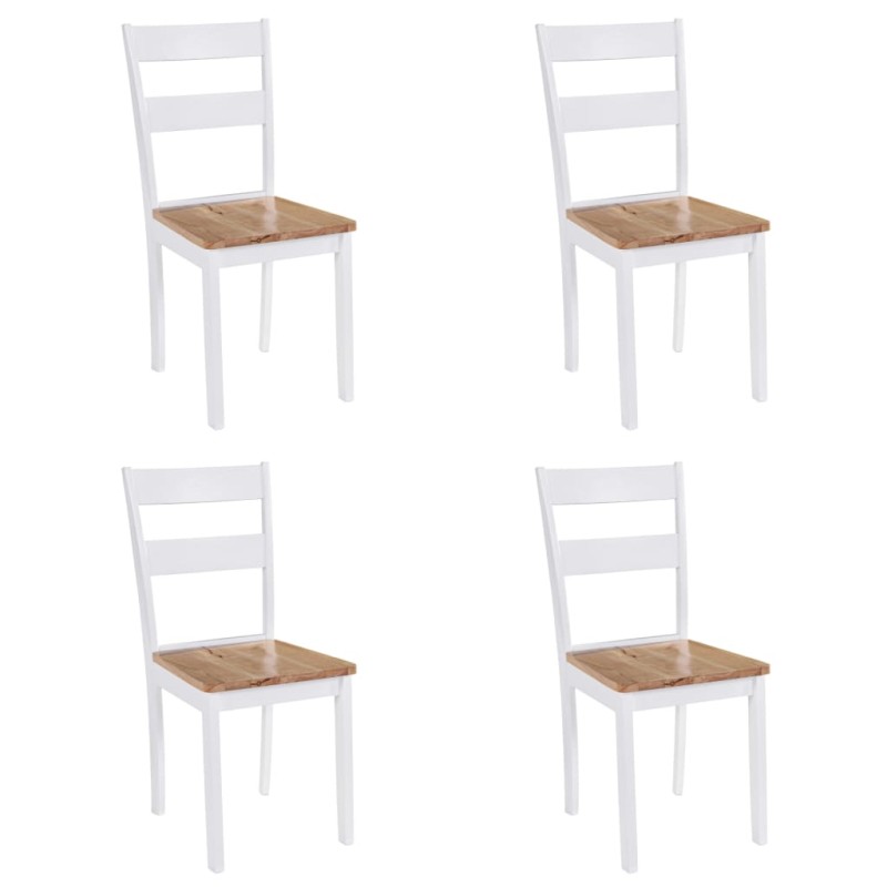 vidaXL Sillas de comedor 4 unidades madera maciza de caucho blanco vidaXL Sillas de comedor 4 unidades madera maciza de caucho blanco
