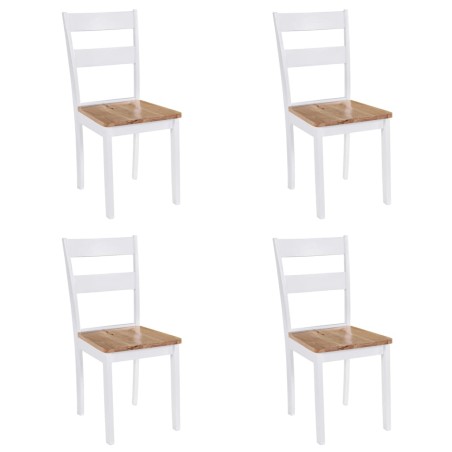 vidaXL Sillas de comedor 4 unidades madera maciza de caucho blanco