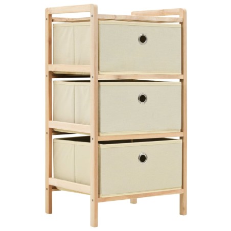vidaXL Estantería de almacenaje 3 cestas de tela madera de cedro beige