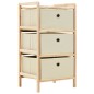 vidaXL Estantería de almacenaje 3 cestas de tela madera de cedro beige vidaXL Estantería de almacenaje 3 cestas de tela madera de cedro beige
