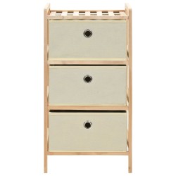 vidaXL Estantería de almacenaje 3 cestas de tela madera de cedro beige
