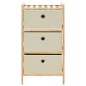 vidaXL Estantería de almacenaje 3 cestas de tela madera de cedro beige vidaXL Estantería de almacenaje 3 cestas de tela madera de cedro beige