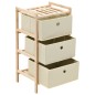 vidaXL Estantería de almacenaje 3 cestas de tela madera de cedro beige vidaXL Estantería de almacenaje 3 cestas de tela madera de cedro beige