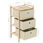 vidaXL Estantería de almacenaje 3 cestas de tela madera de cedro beige vidaXL Estantería de almacenaje 3 cestas de tela madera de cedro beige