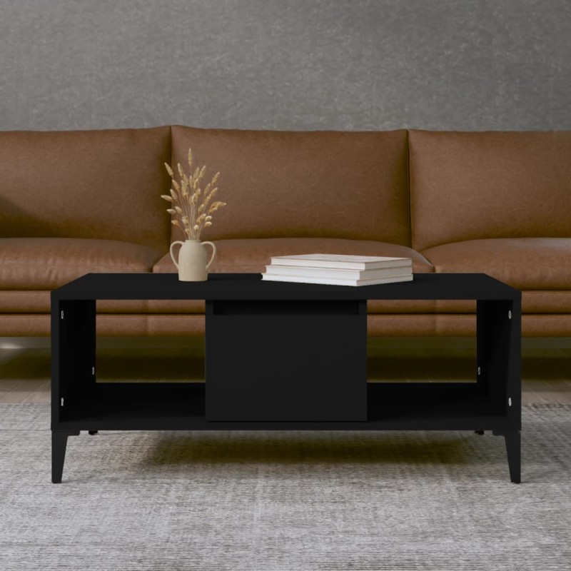 vidaXL Mesa de centro madera contrachapada negro 90x50x36,5 cm vidaXL Mesa de centro madera contrachapada negro 90x50x36,5 cm