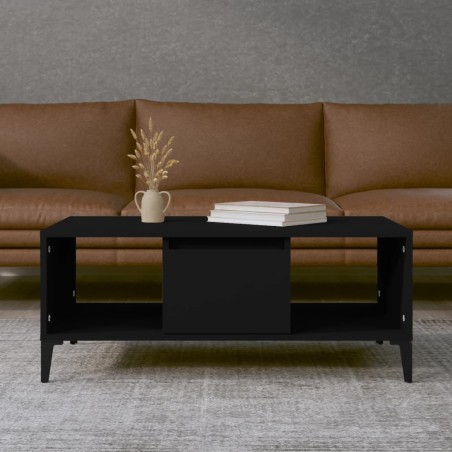 vidaXL Mesa de centro madera contrachapada negro 90x50x36,5 cm