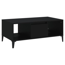 vidaXL Mesa de centro madera contrachapada negro 90x50x36,5 cm