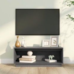 vidaXL Mueble de TV de madera maciza de pino gris 90x35x35 cm