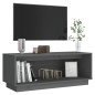 vidaXL Mueble de TV de madera maciza de pino gris 90x35x35 cm