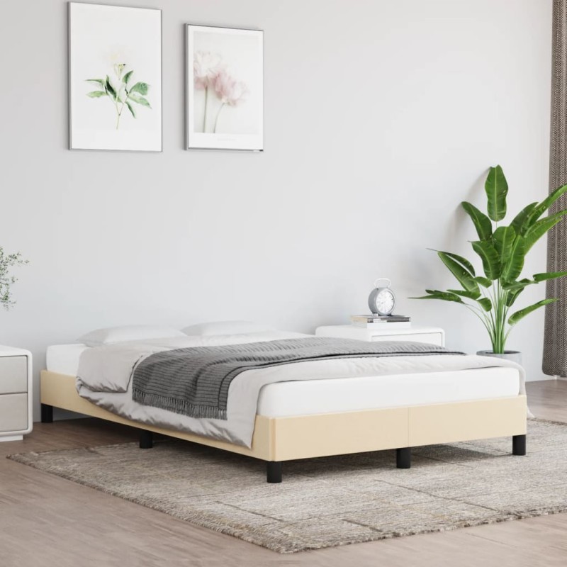 vidaXL Estructura de cama de tela color crema 120x200 cm vidaXL Estructura de cama de tela color crema 120x200 cm