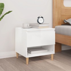 vidaXL Mesita de noche madera contrachapada blanco brillo 50x46x50 cm