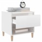 vidaXL Mesita de noche madera contrachapada blanco brillo 50x46x50 cm