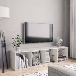 vidaXL Estantería/mueble de TV blanco brillo 143x30x36 cm