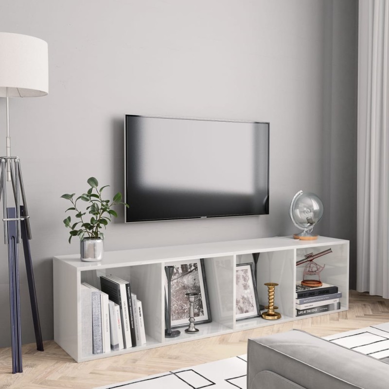 vidaXL Estantería/mueble de TV blanco brillo 143x30x36 cm vidaXL Estantería/mueble de TV blanco brillo 143x30x36 cm