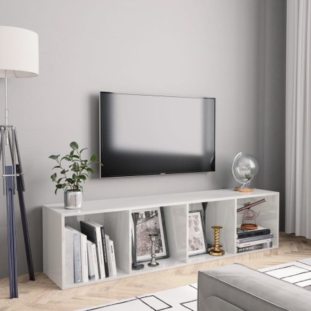 vidaXL Estantería/mueble de TV blanco brillo 143x30x36 cm