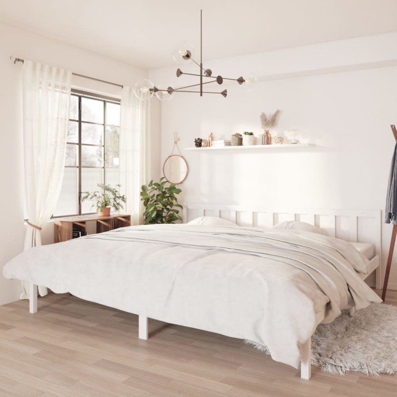 vidaXL Estructura de cama madera maciza blanco Super King 180x200 cm vidaXL Estructura de cama madera maciza blanco Super King 180x200 cm