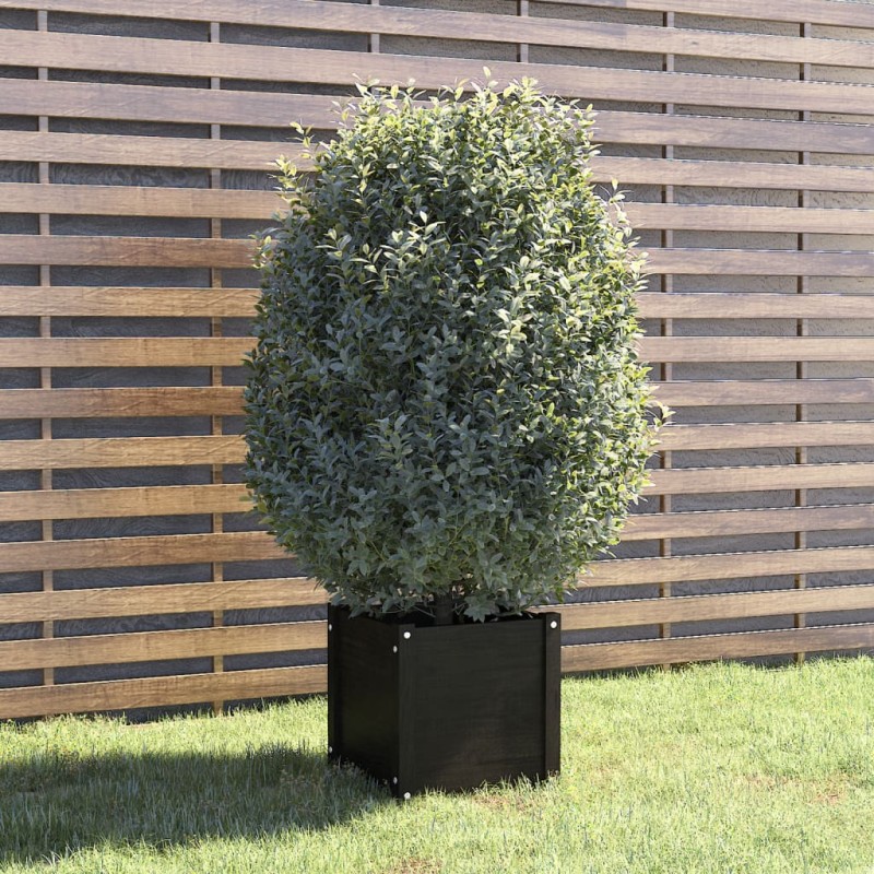 vidaXL Jardinera de madera maciza de pino negro 40x40x40 cm vidaXL Jardinera de madera maciza de pino negro 40x40x40 cm