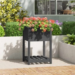vidaXL Jardinera con estante madera maciza de pino gris 54x34,5x81 cm