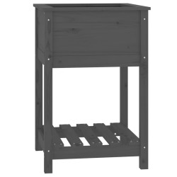 vidaXL Jardinera con estante madera maciza de pino gris 54x34,5x81 cm