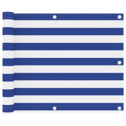 vidaXL Toldo para balcón tela oxford blanco y azul 75x400 cm