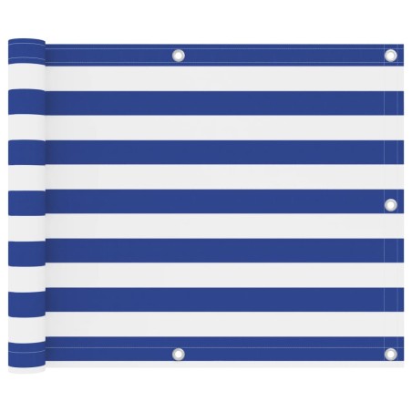 vidaXL Toldo para balcón tela oxford blanco y azul 75x400 cm