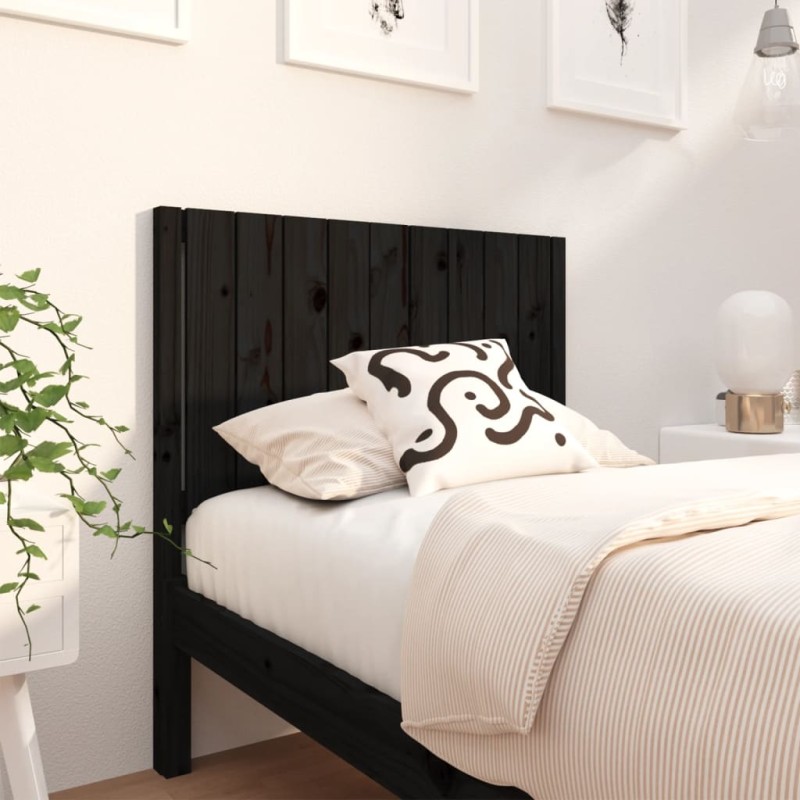 vidaXL Cabecero de cama madera maciza de pino negro 95,5x4x100 cm vidaXL Cabecero de cama madera maciza de pino negro 95,5x4x100 cm