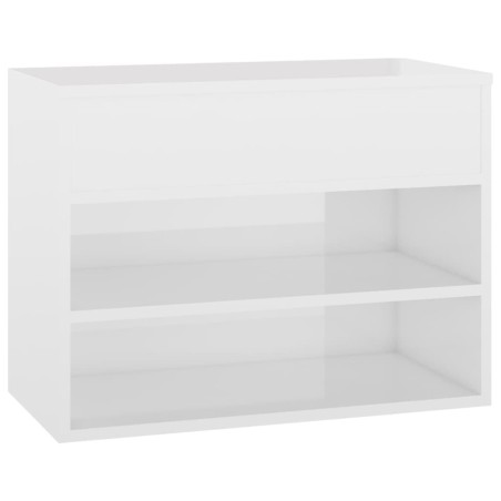 vidaXL Banco zapatero madera contrachapada blanco brillante 60x30x45cm