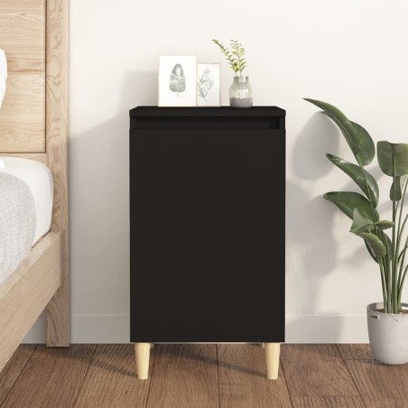 vidaXL Mesita de noche madera contrachapada negro 40x35x70 cm