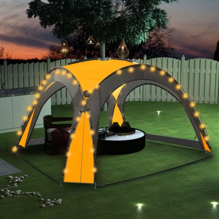 vidaXL Carpa de fiesta con LED 4 paredes laterales verde 3,6x3,6x2,3 m