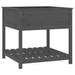 vidaXL Jardinera con estante madera maciza pino gris 82,5x82,5x81 cm