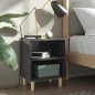 vidaXL Mesitas de noche 2 uds patas de madera gris brillo 40x30x50 cm vidaXL Mesitas de noche 2 uds patas de madera gris brillo 40x30x50 cm