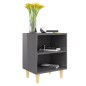 vidaXL Mesitas de noche 2 uds patas de madera gris brillo 40x30x50 cm vidaXL Mesitas de noche 2 uds patas de madera gris brillo 40x30x50 cm