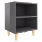 vidaXL Mesitas de noche 2 uds patas de madera gris brillo 40x30x50 cm vidaXL Mesitas de noche 2 uds patas de madera gris brillo 40x30x50 cm